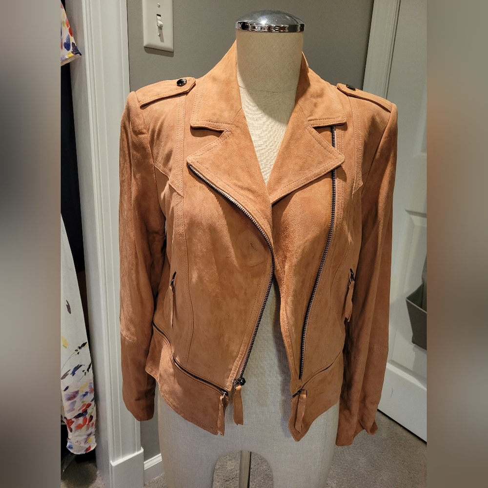 WHBM Leather/suede moto jacket